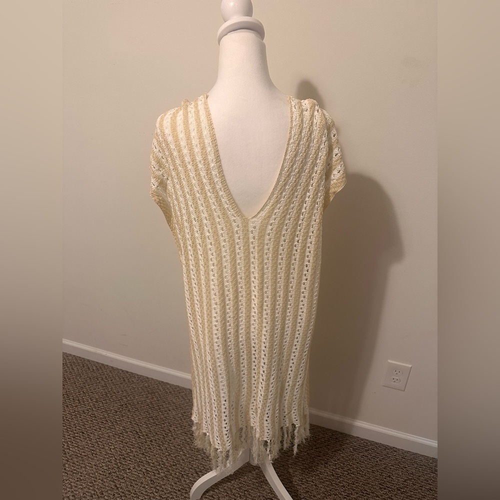 Cupshe Cream and Beige Crochet Cover-Up with Fringe One Size - Picture 3 of 6